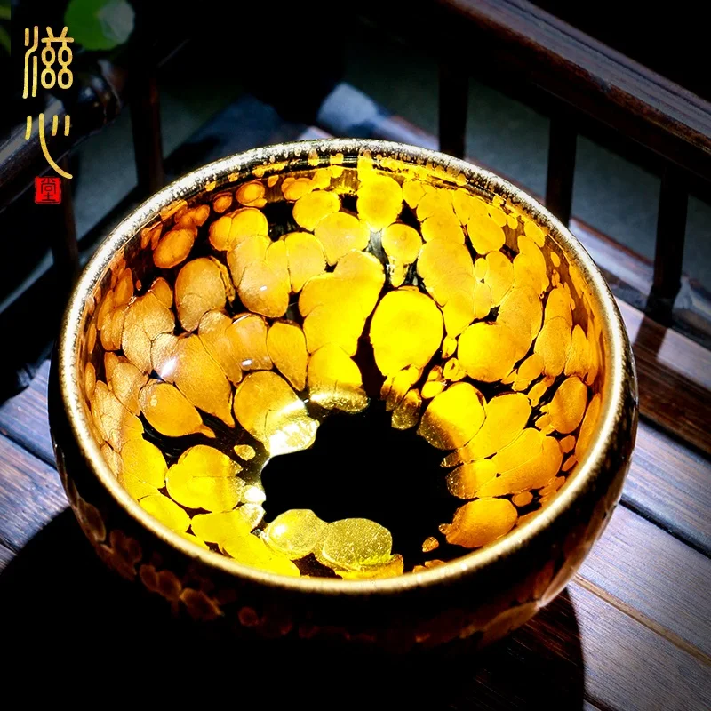 |Zi heart jinzhan gold oil droplets built one pure manual temmoku lamp cup master cup cup tea tea set jianyang