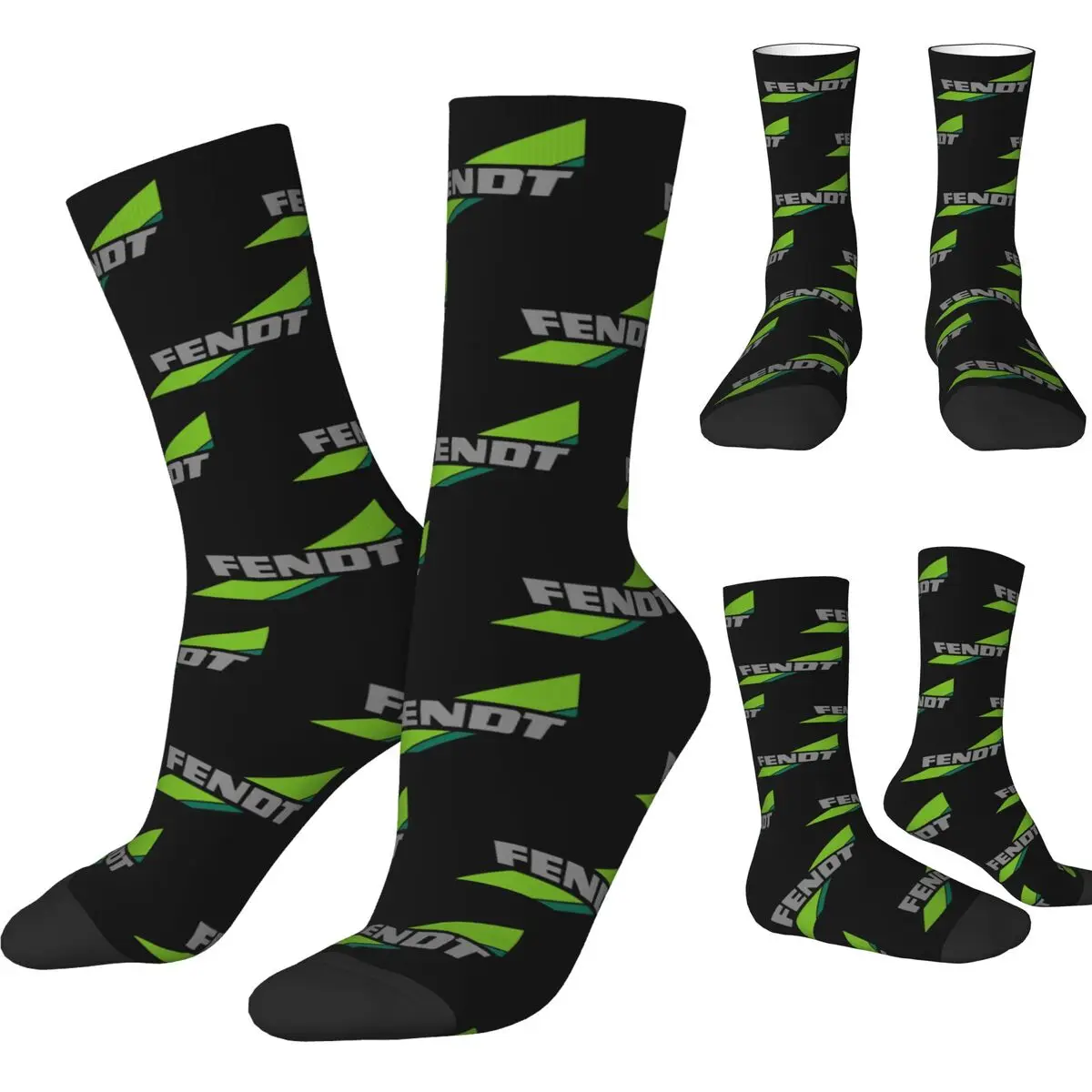 Funny Tractor Fendts Logo Football Socks Polyester Long Socks for Women Men Non-slip