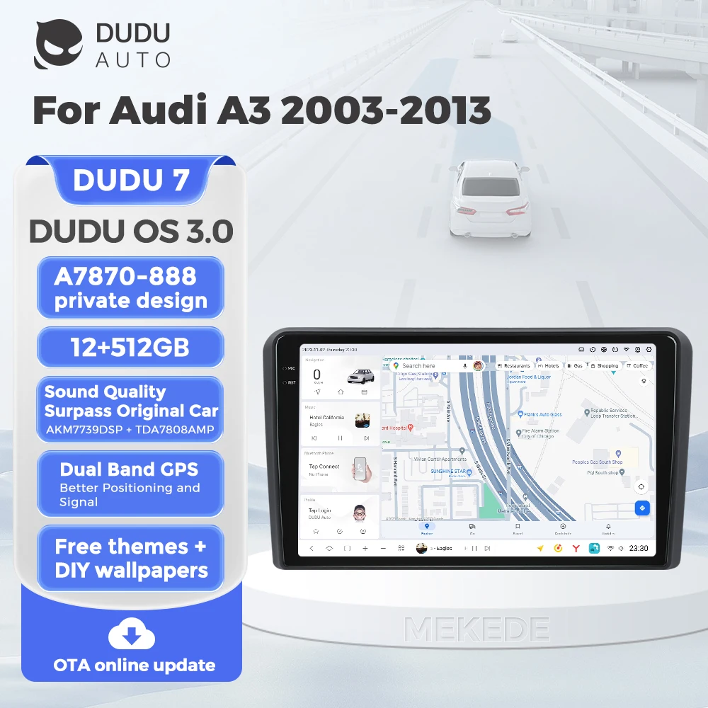 DUDU7 A7870 Android 13 Car Radio GPS Multimedia Player For Audi A3 8P S3 RS3 Sportback 2003 - 2012