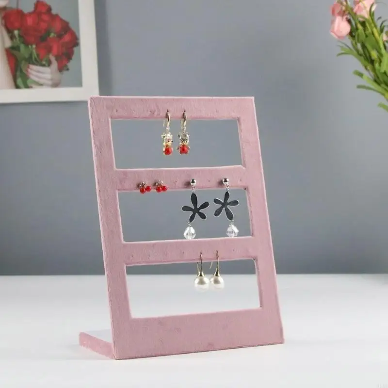 91AF Pink Jewelry Display Props Elegant Jewelry Stand Velvets Fabric Material