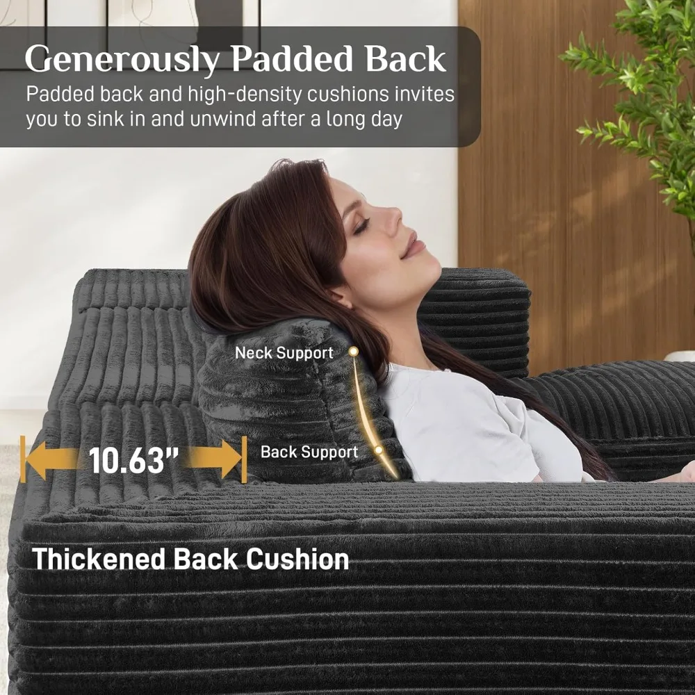 أريكة سحابة مقسمة معيارية، أرائك بدون عظم لغرفة المعيشة، أريكة سروال قصير قطيفة بمقعد عميق مريح، ذاكرة رقيق حديثة #6