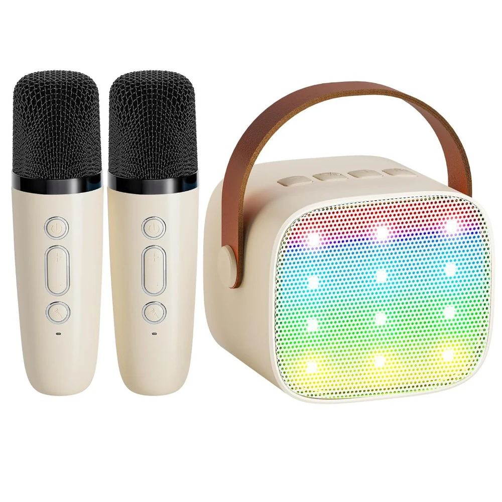 Mini Karaoke Machine for Kids Adults, Portable Bluetooth Speaker with 2 Wireless Microphones, Christmas Birthday Gifts Toys