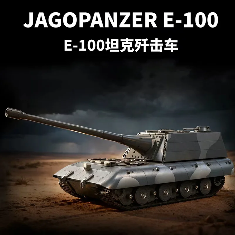 

1836pcs World War II E-100 Tank Destroyer Model Educational High-Difficulty Building Blocks Toy Collectible Vintage Vehicle