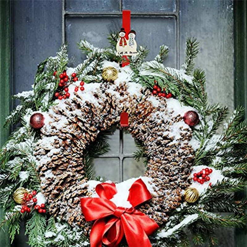 3 قطعة إكليل عيد الميلاد الشماعات كما هو موضح 12 بوصة الكرتون فوق الباب السنانير الشتاء الثلج سانتا ستار الشماعات الباب الأمامي-N37R #3