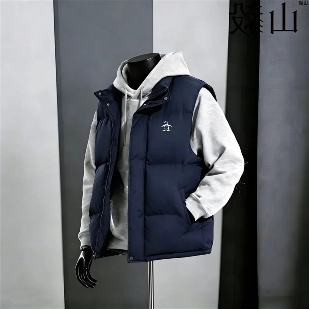 Men's Golf Vest Jacket Autumn and Winter Thickened Warm Windproof Casual All-match Golf Clothing Fashion Korean Collar Golf Coat