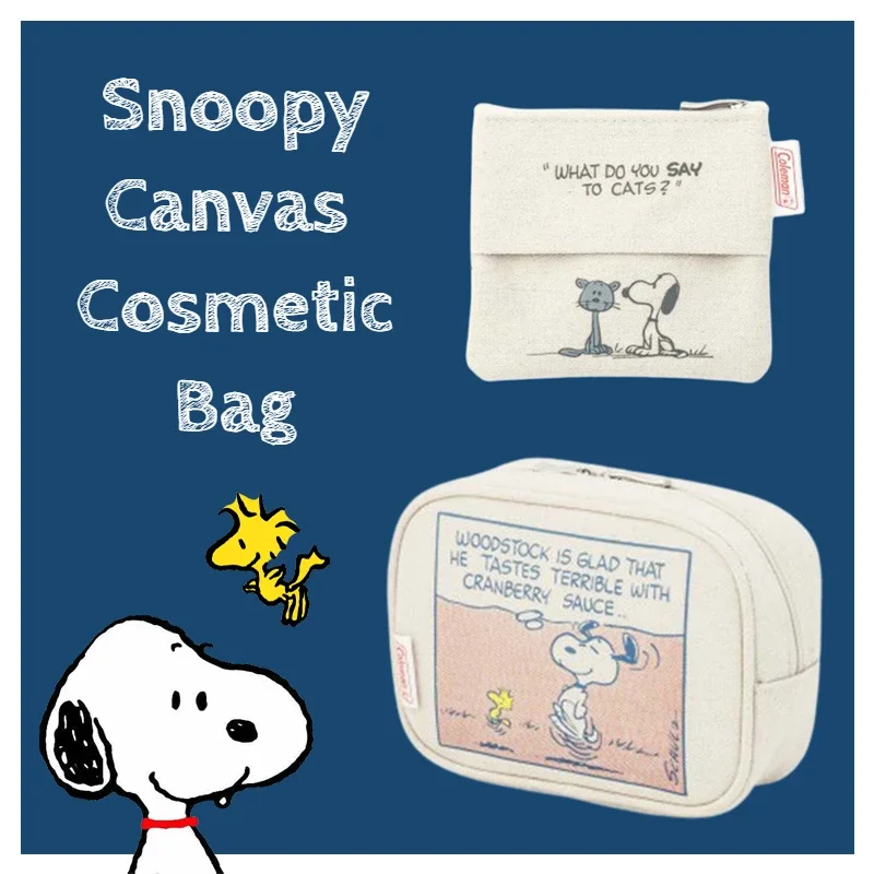 2Pcs Snoopy Canvas Cosmetic Bags Women Travel Makeup Pouch Toiletries Storage Bag Ladies Neceser Make Up Organizer Beauty Bag