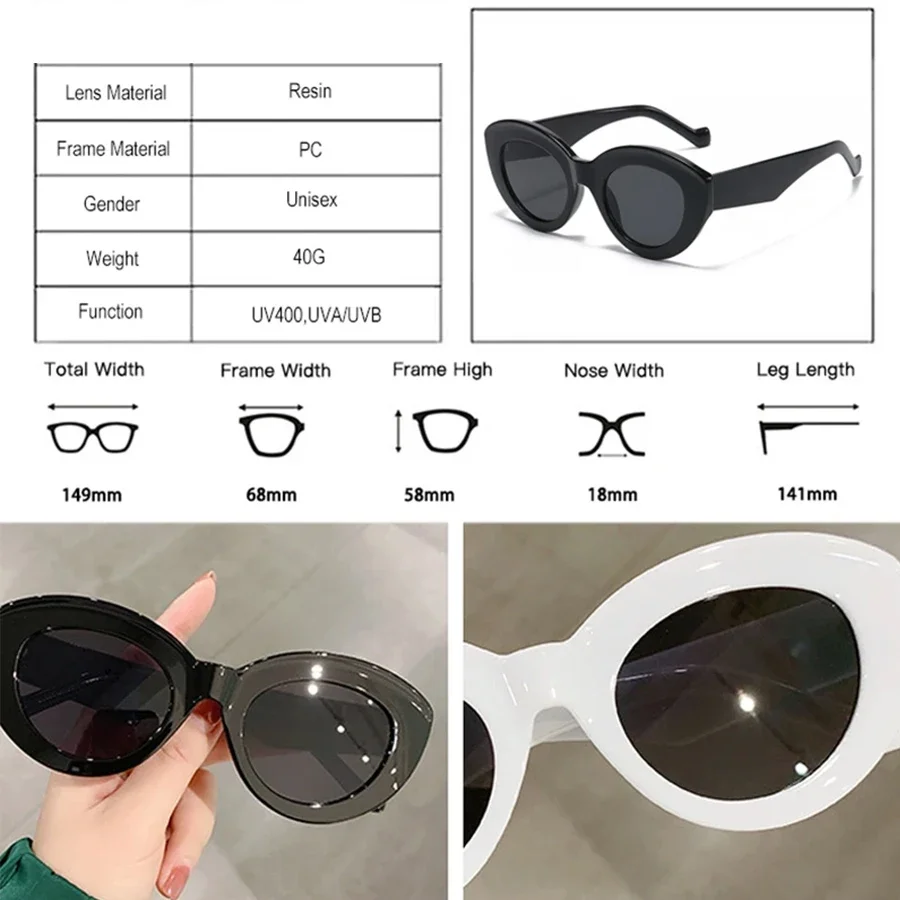 JNPCXI Ins Popular Fashion Oversized Cat Eye Women Sunglasses Green Stripes Retro Shades UV400 Men Trending Oval Sun Glasses