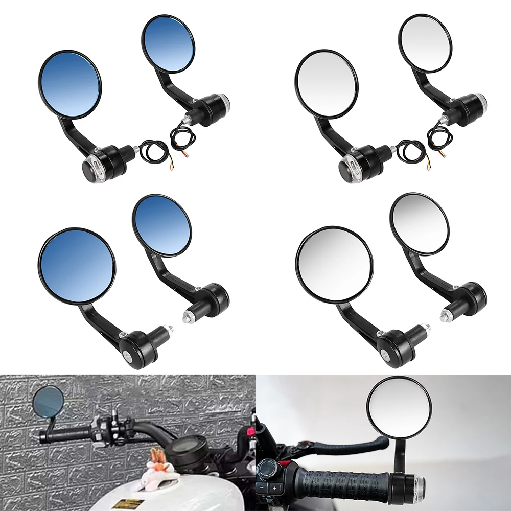 Motorcycle Rear View Mirror Black 7/8