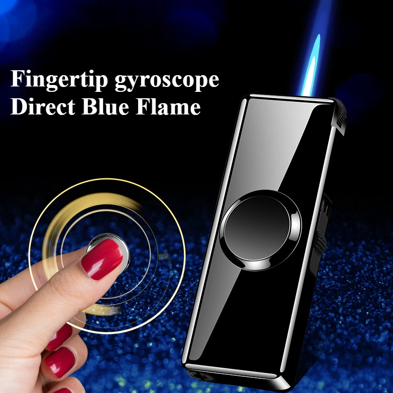 

Metal Butane Gas Lighter Fingertip Gyro Direct Inflatable Outdoor Windproof High Flame Smoking Accessories Cigarette Lighters