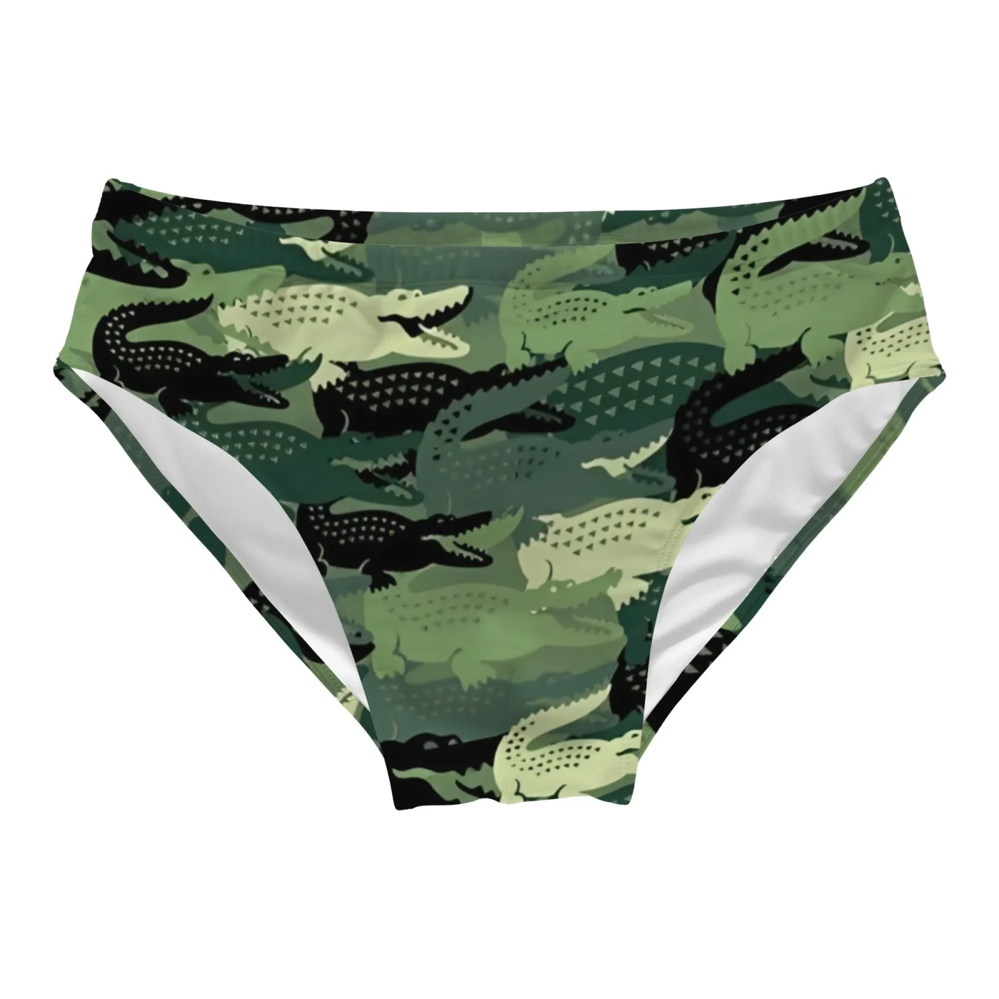 Camouflage Style Crocodile Print Men's Swim Trunks Beach Shorts Lightweight Breathable Fashion Sexy Bikini Briefs Swimwear