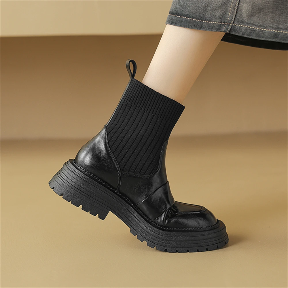 FEDONAS Ankle Boots For Women Keep Warm Block Heels Round Toe Anti-slip Motorcycle Boots Retro Autumn Fashion Short Shoes Boots