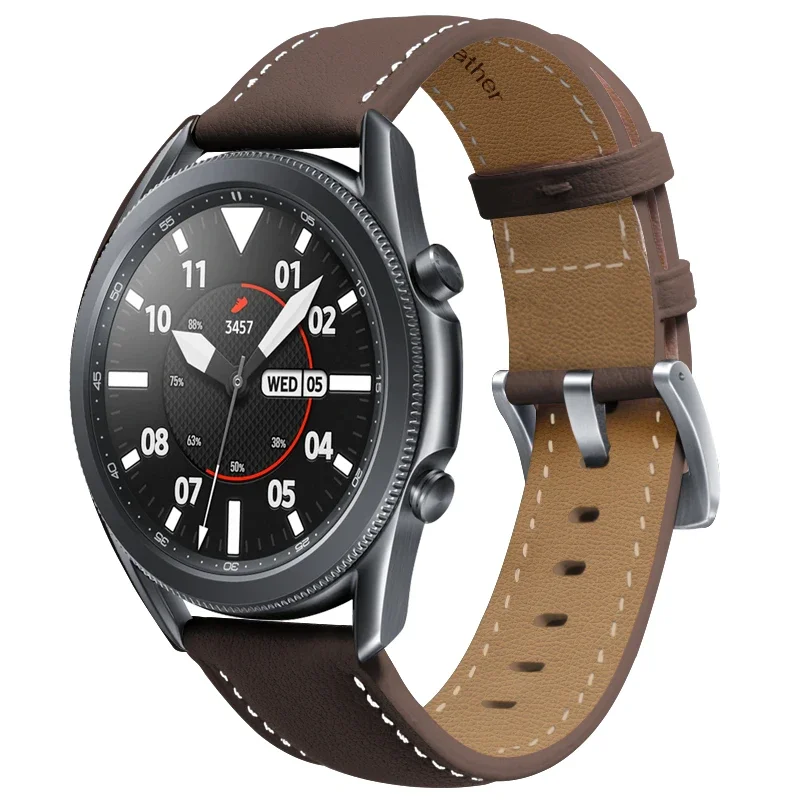 Correa de cuero para Samsung Galaxy Watch 3, pulsera de repuesto de 45mm, Gear S3 Frontier de 22 y 20mm para Huawei Watch GT2 de 46mm