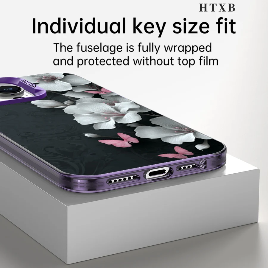 暗い背景の花と蝶のダンス iPhone 17～11 Pro Max Plus用電話