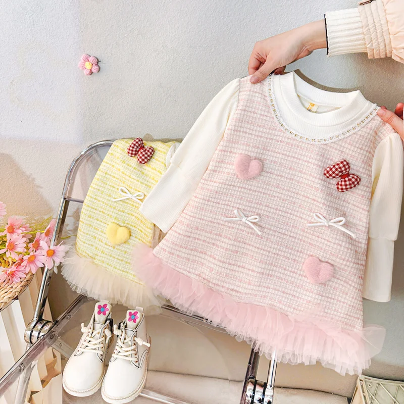 

New Girls' Dress Spring Clothing Children's round Neck Princess Skirt-Year-Old Baby Suit Skirt