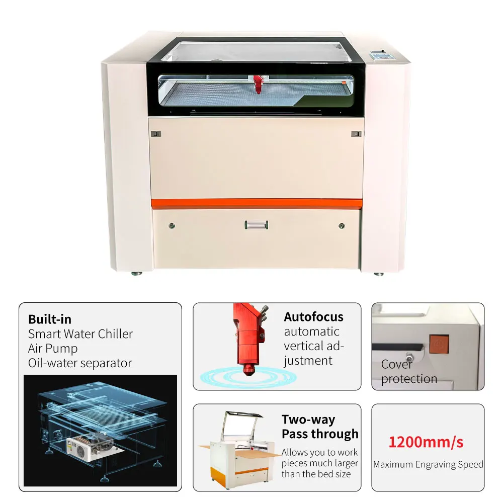 Fonland Ruby Reci 100W 6090 9060 CO2 Laser CNC Cutter Cutting Machine With Ruida Automatic Lifting System Water Chiller Acrylic