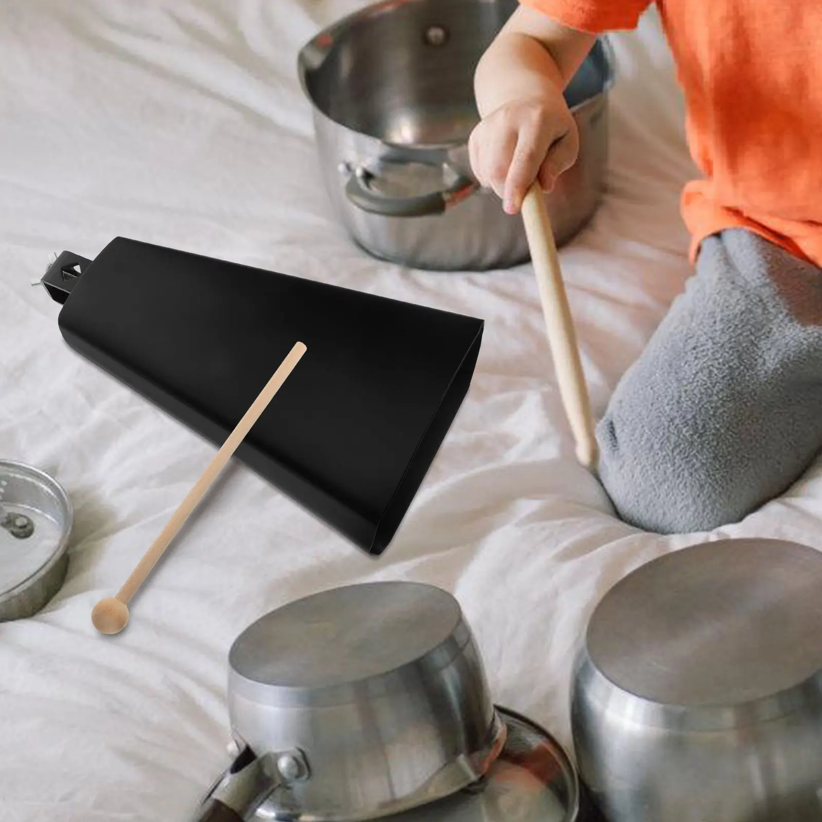 1セットの金属製カウベル楽器、スティック付き、軽量ハンドパー - Musical Instrument With Hand のレビューと価格