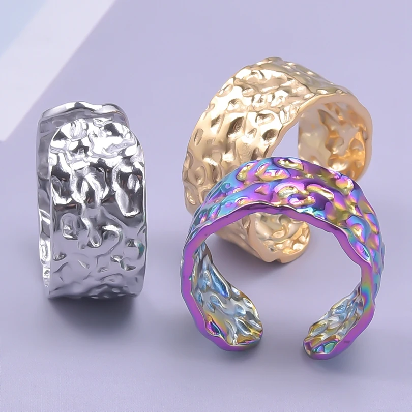 Irregular Open Stainless Steel Rings For Women Men Accessories Size 8 Simple Finger Ring Vintage Personality Jewelry Party Girl