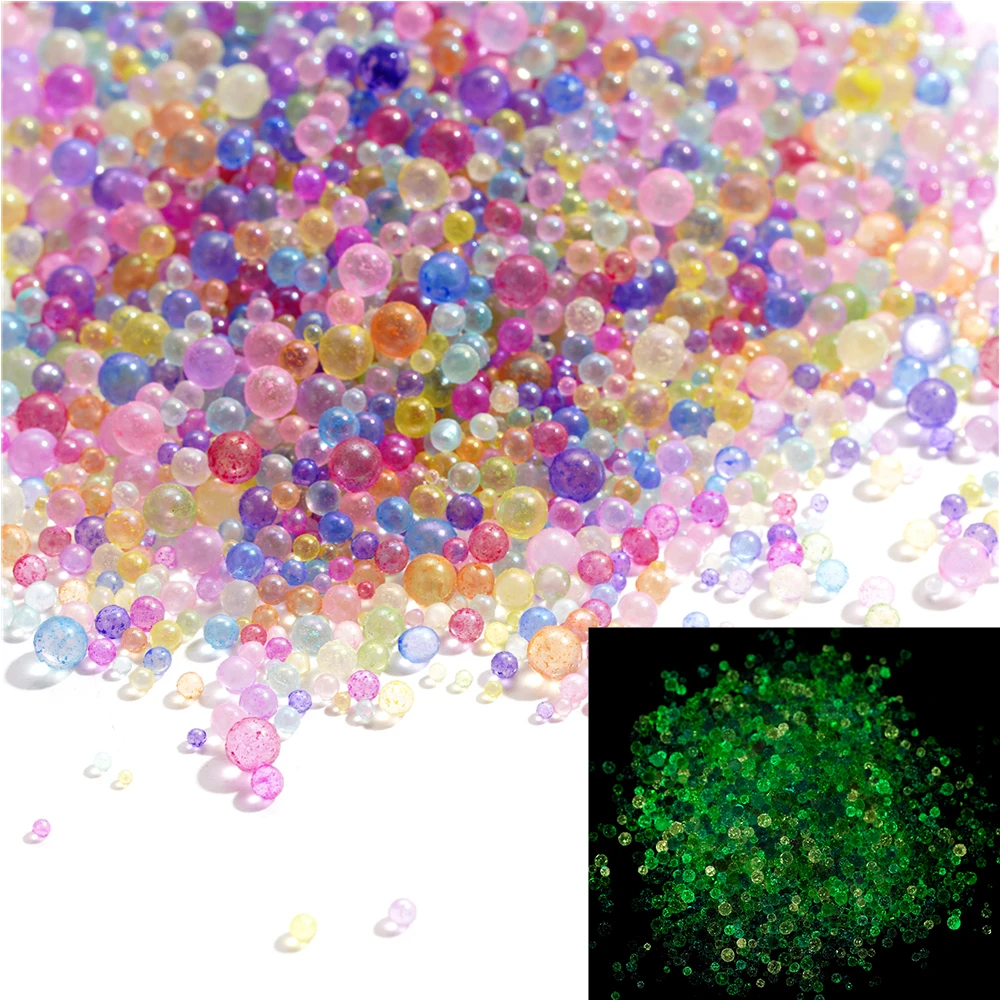 

10-50g Mini Mixed Luminous Bubble Ball Beads Glass Bead Epoxy Resin Filler for Silicone Mold Resin Fillings DIY Nail Art Decor