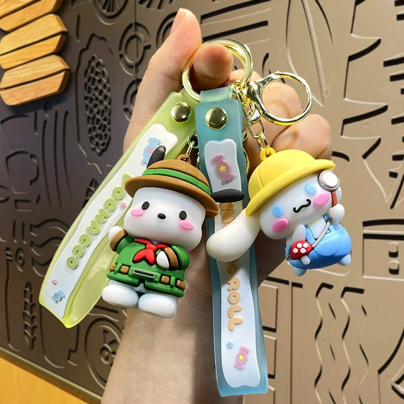 New Cartoon Cute Cross-dressing Sanrio Cinnamoroll Car Pendant Doll Bag Keychain Children’s Birthday Gift Christmas Gift