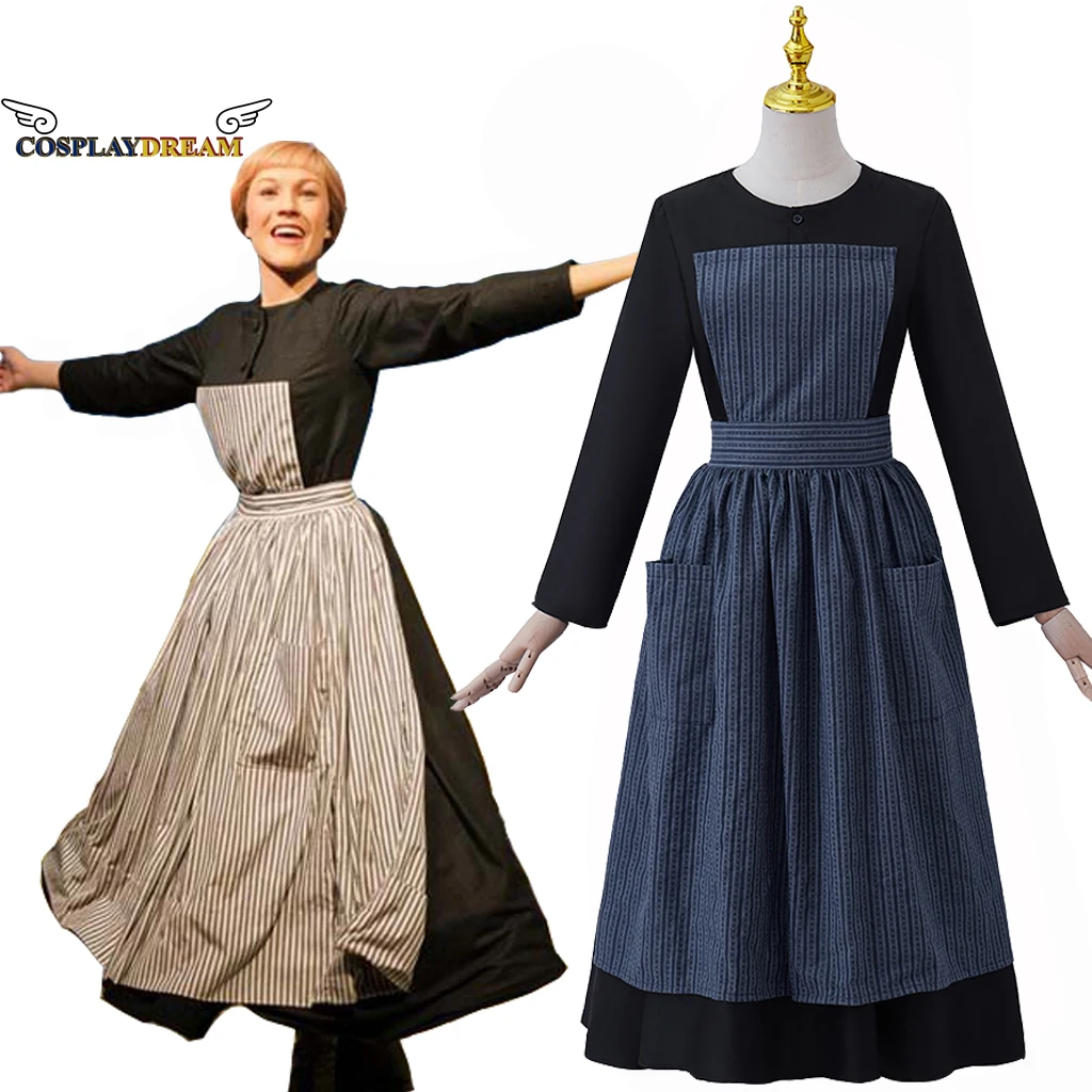 The Sound of Music Maria Cosplay Costume Women Dress Maria Kutschera Costume Dress Outfits Women Halloween Carnival Outfits