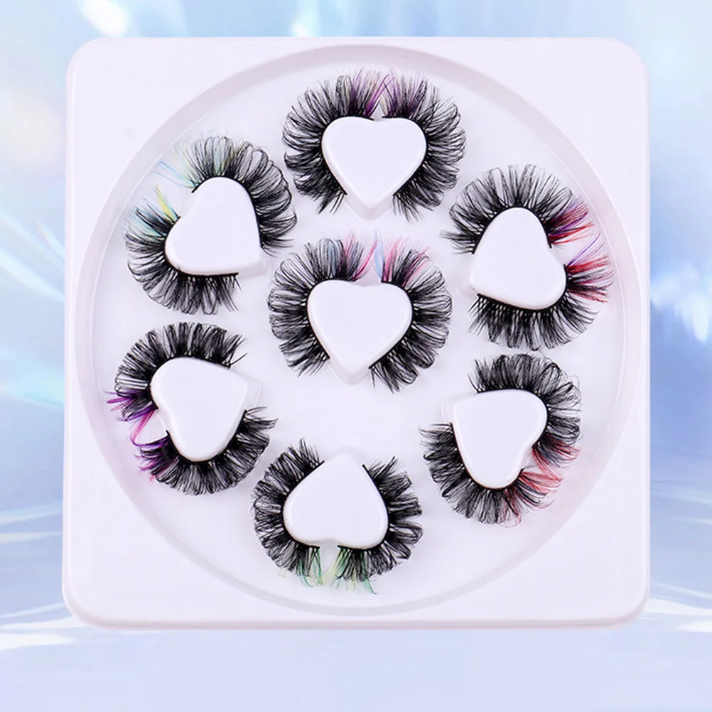 7 ペアのつけまつげエクステンション カラーカーリー 軽量 女性ファッション アイエンハンサー パーティー 特別イベント メイクアップまつげ用