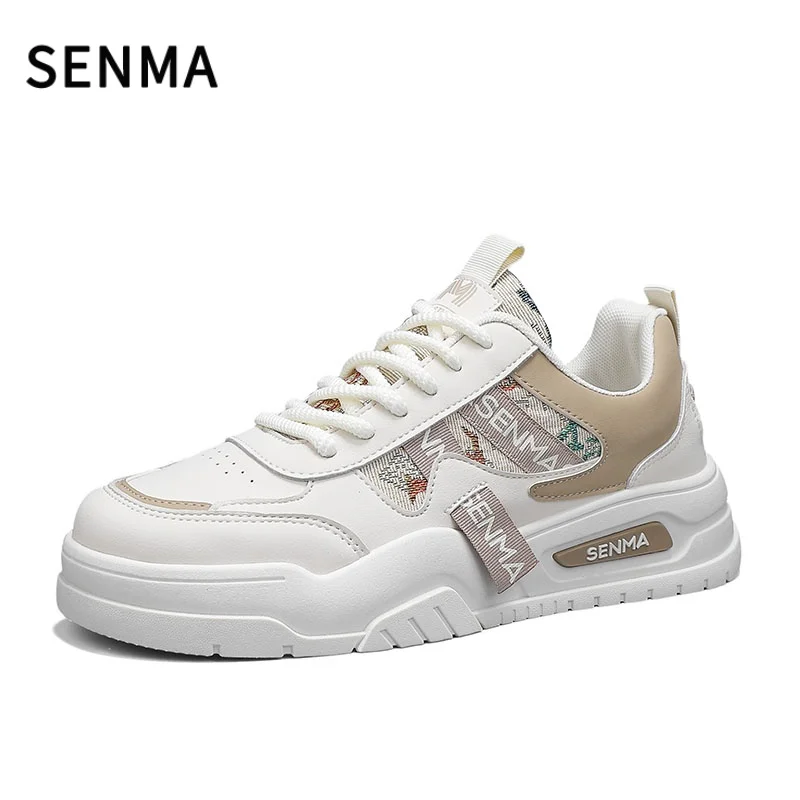 

SENMA Мужская кожаная повседневная обувь, оригинальные универсальные туфли для досок, модные легкие кроссовки на толстой подошве, новые мужские туфли для скейтборда