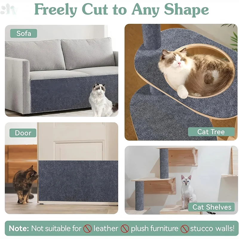 Selbstklebende Katzenkratzmatte, zuschneidbarer Katzenkratzteppich, Eckwand, Katzensofa, Möbelschutz (einschließlich 10 Fixierer) – Detail 2