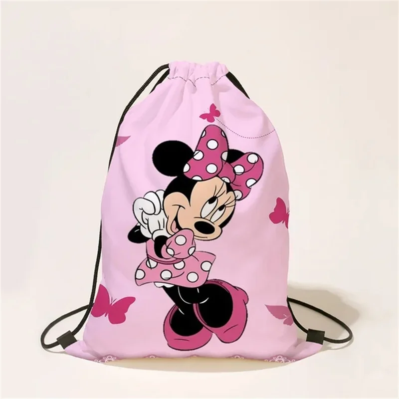 Anime Disney Mickey Mouse Children\'s Backpack Kawaii Minnie Bags Bundle Pocket Drawstring Bag Kids Backpack Gift