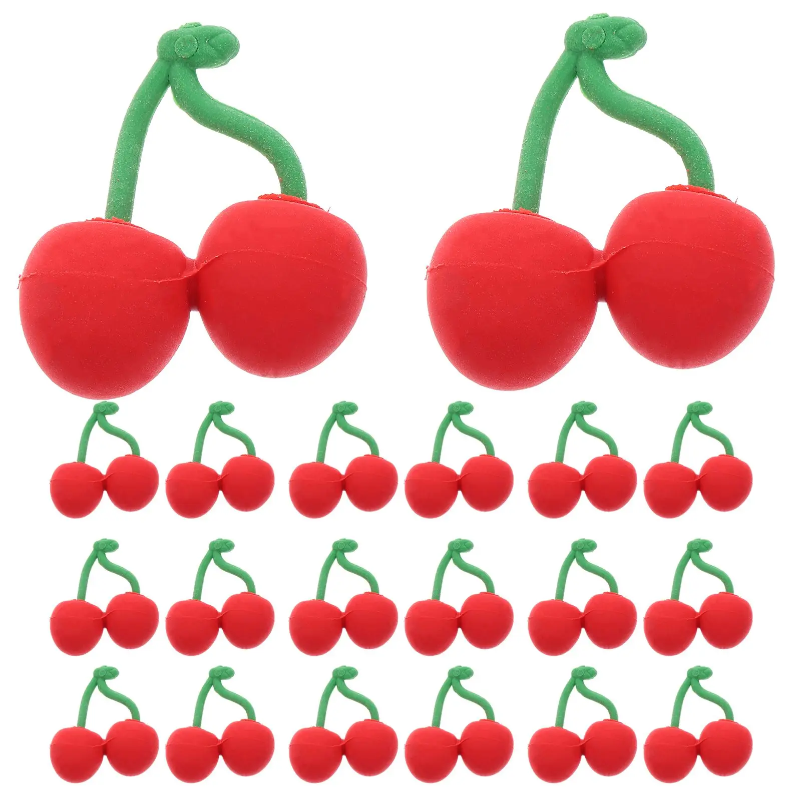 

30 Pcs Cherry Eraser Cute Fruit Pattern Desk Pet Mini Counters Artificial Decorative Toy Gifts Kids Students School Party Prizes