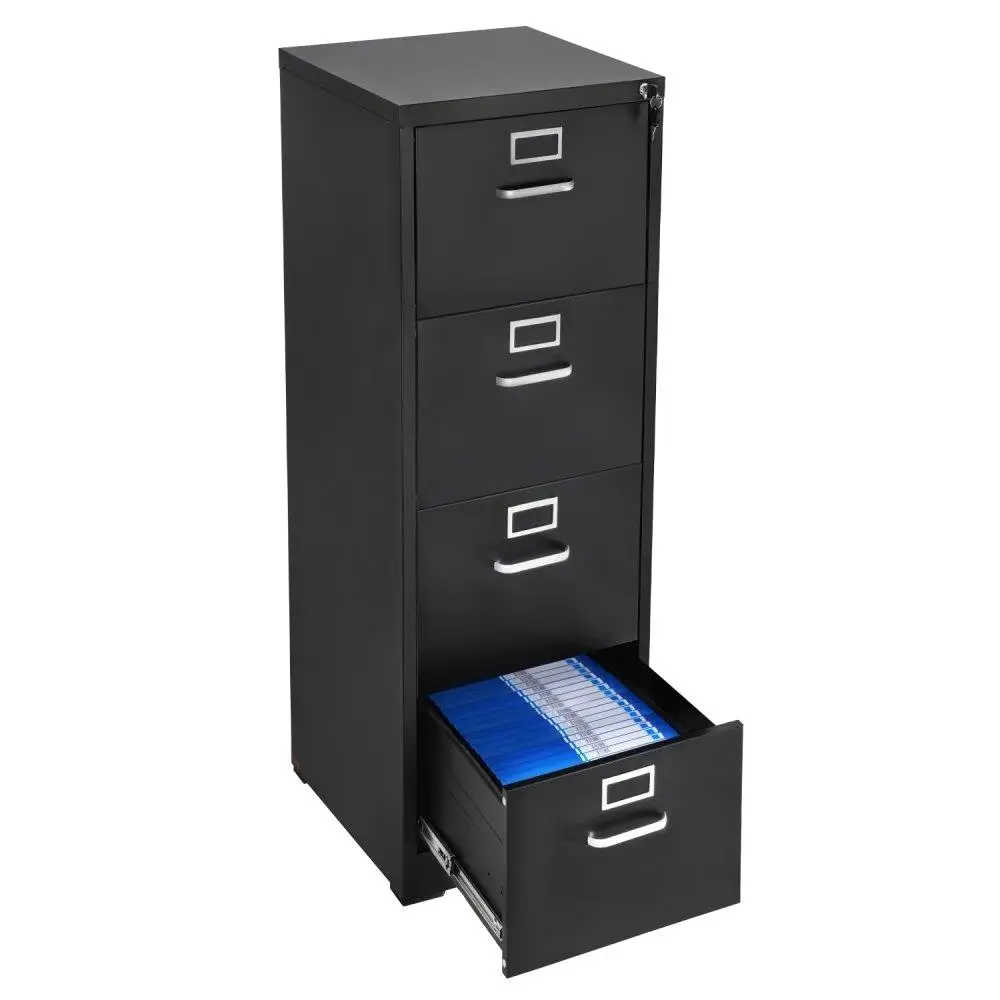

Heavy Duty 4 Drawer File Cabinet with Lock Metal for home Office for a4 Letter Legal Size Easy Assembly Black