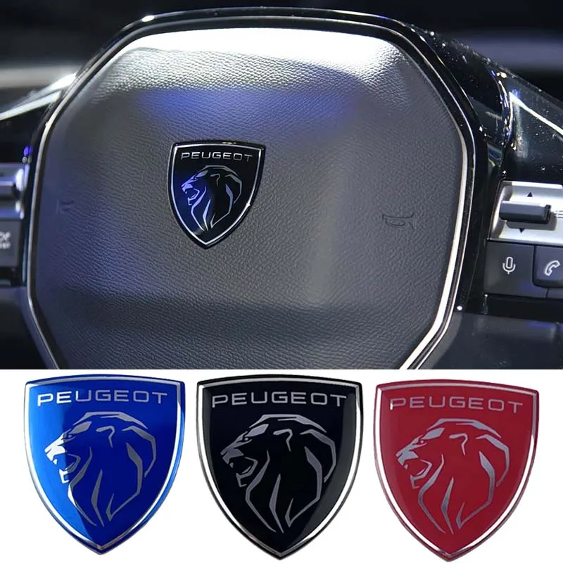 

3.2x3.6cm Aluminum Alloy Car Steering Wheel Center Sticker for Peugeot 308 307 408 208 508 3008 2008 5008 Emblem Accessories