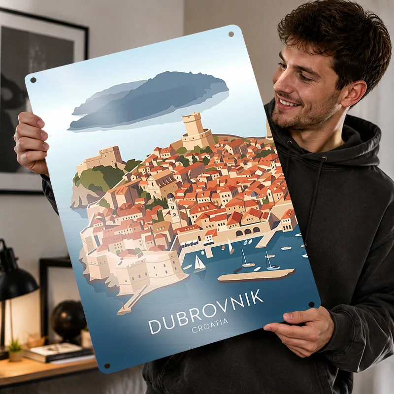 Croatia Aluminum Posters Personalized Metal Tin Sign Scenic Destination Style Wall Art For Home Office Library And Travel Fans