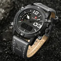 NAVIFORCE Top Brand Luxury Men Watch Quartz Digital LED  Male Clock Military Sport Leather Business Army Wristwatch Gift 9095