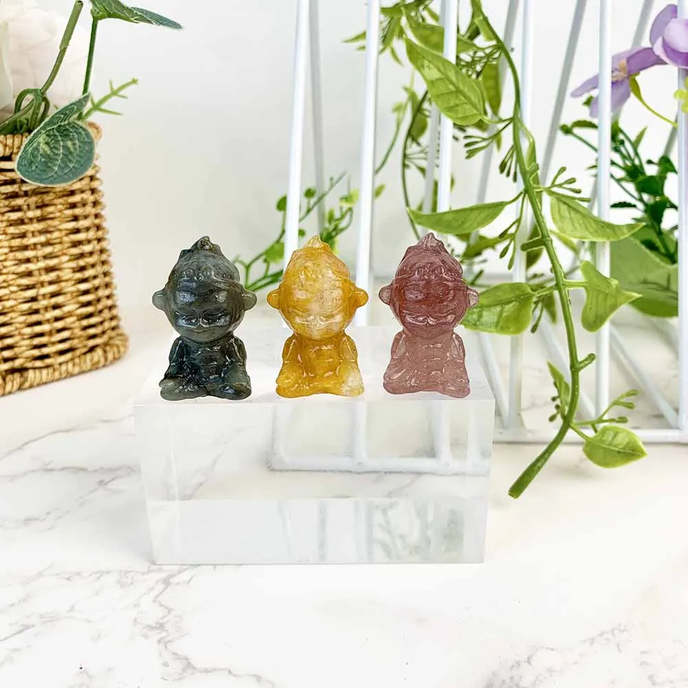 1Pc Random Natural Crystal Mini Monkey Energy Healing Meditation Hand Carving Home Decoration Decoration Collection BirthdayGift