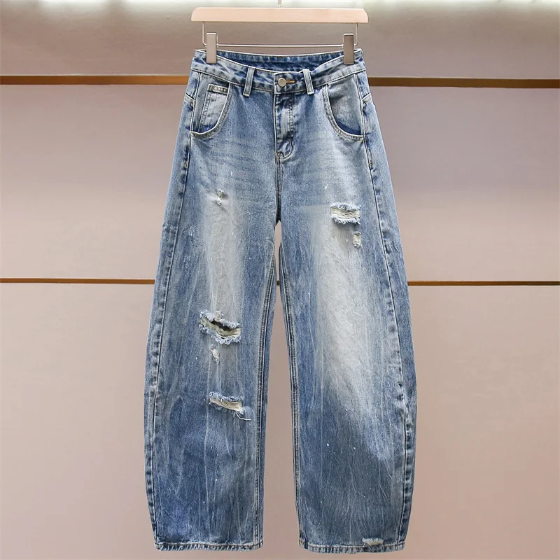 

women's jeans New high waisted slim fit straight leg pants for the summer of 2026 pure cotton wide leg pants y2k Denim pants