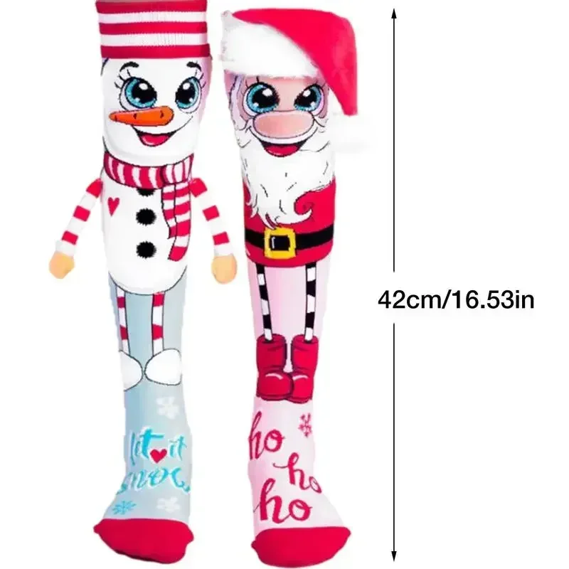 Fun Christmas Socks Christmas Knee High Socks Santa & Snowman Novelty Women\'s Cozy Slipper Socks For Girls Women Fluffy Socks