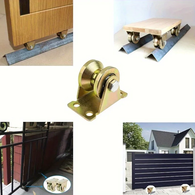 4pcs Track Pulley Steel Cable Pulley V-Shaped Heavy Duty Bearing Sliding Door Pulley Door Window V Groove Wheel Hardware