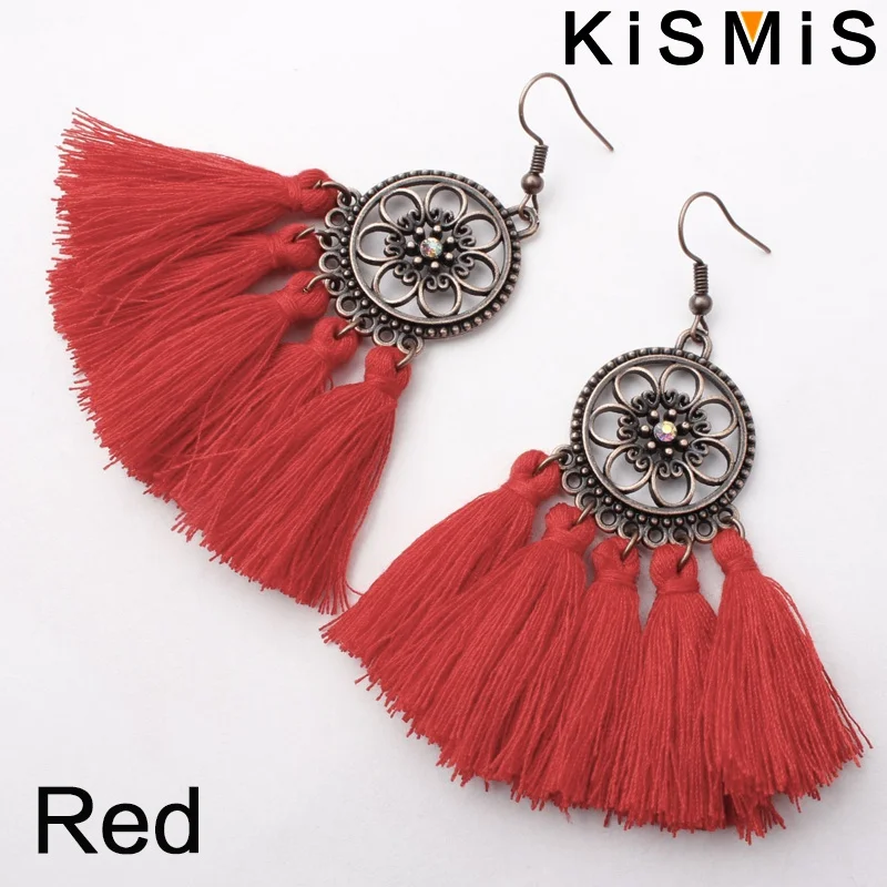 Circle Alloy Tassel Earrings Retro Boho Bohemian Style For Women Fashion Jewelry Five Colors Available Wedding Party