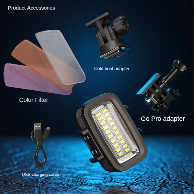 20LED Portable Diving Fill Light Outdoor Live Photography Lighting Photo Photography Light For Gopro Camera