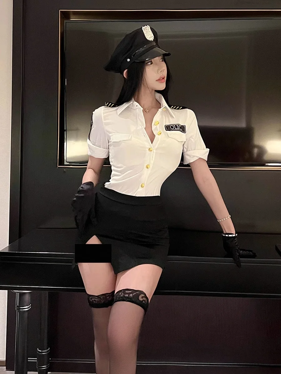 

Набор «Секретарь» на Хэллоуин, Ночной клуб, женский полицейский косплей, воздушный стюардный наряд, плюс размер, пилотный orm, комплект из двух предметов