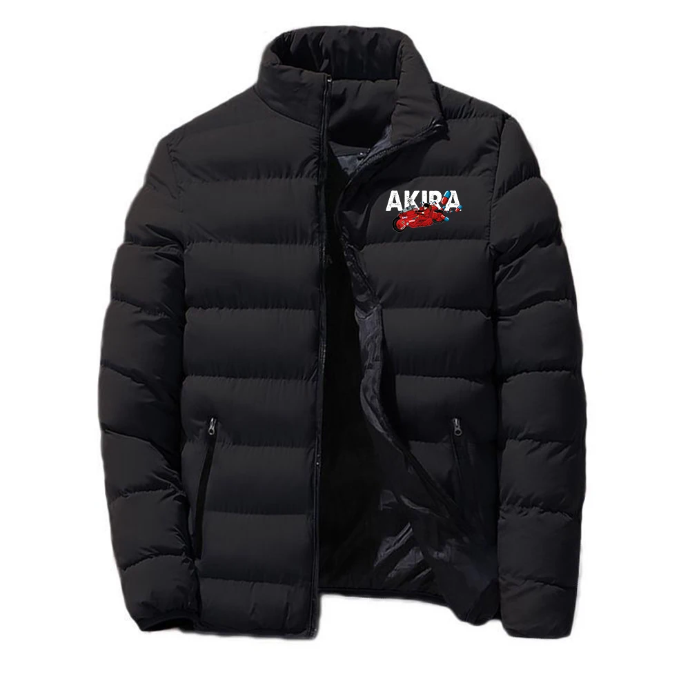 2025 Autumn And Winter Stand Collar Cold Protection Coat Men's Japanese Anime Akira Logo Print Cotton-Padded Jacket