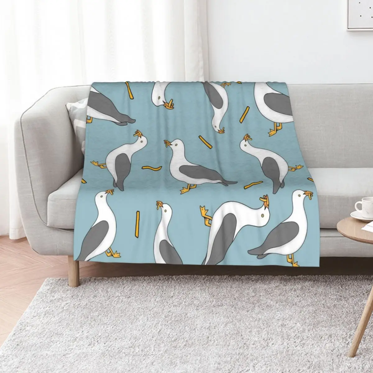 Seagull and chips Throw Blanket Moving Travel for babies Quilt valentine gift ideas For Sofa Thin Blankets