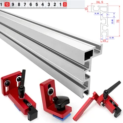 400mm Aluminium Profile Fence Miter Fence Stopper T-tracks and Sliding Brackets Miter Gauge Fence Connector for Woodworking