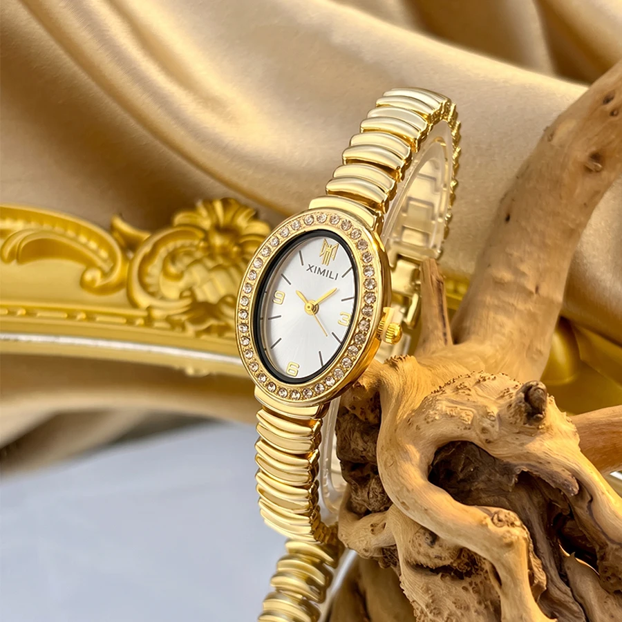 Luxury Oval Diamond Dial Delicate Bracelet Fashion Watch for Women