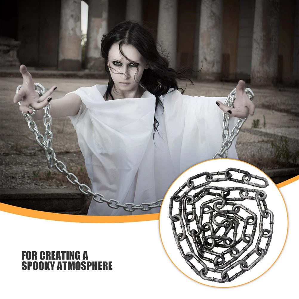 

2 шт. цепочки, реалистичные пластиковые цепочки для косплея на Хэллоуин, прочный сценический реквизит, регулируемая длина, декор с привидениями, искусственная цепочка