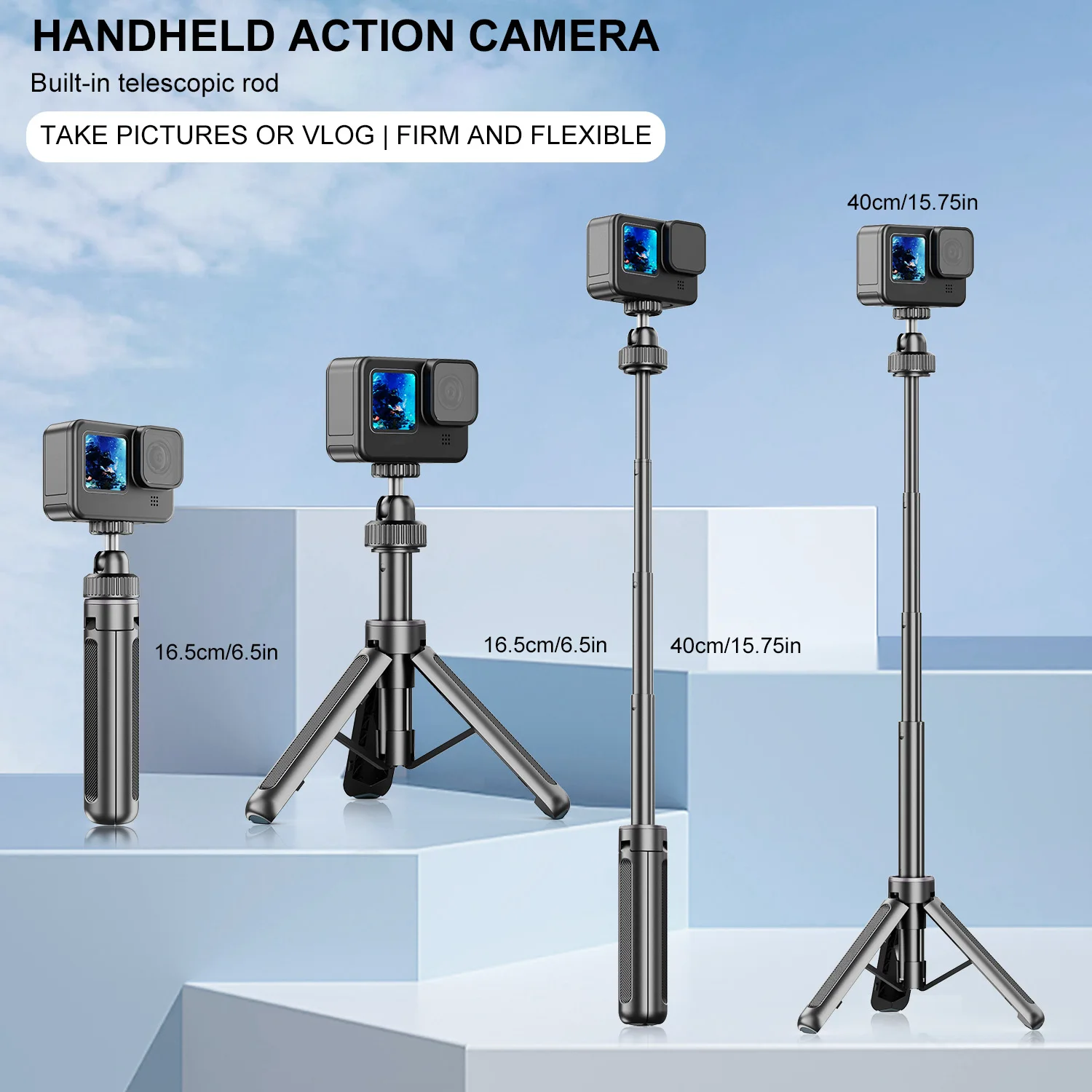 

Desiontal VT12 Adjustable Aluminum Alloy Selfie Stick And Tripod for DSLR/Mirrorless/Sports Camera Desktop 1/4 Screw Thread Top