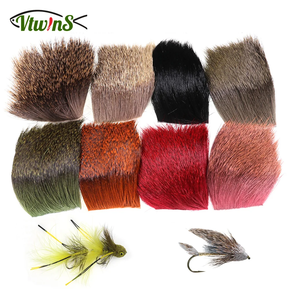 Vtwins Fly Tying Material Natural Deer Hair Patch Fly Tying Dry Flies Caddis Wings and Bodies Spinning Bass Bugs Hopper Flies