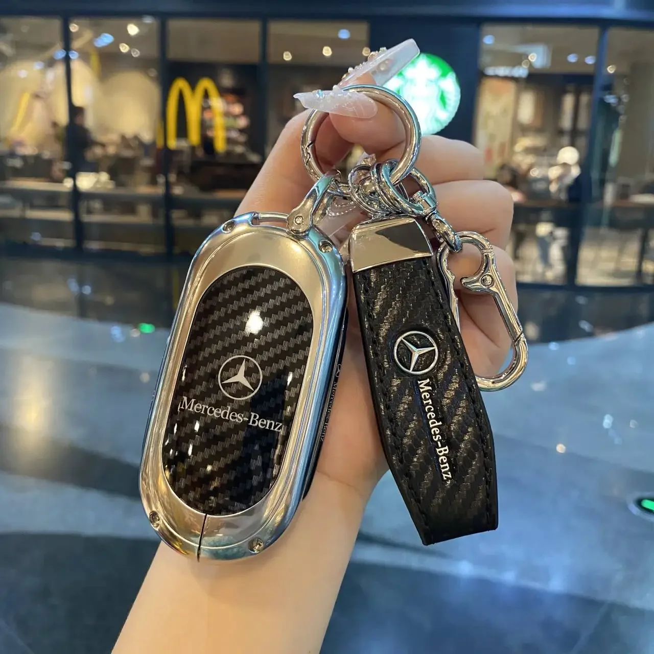 Alcantara For Mercedes Benz 2023 2024 Glc300L Glc260L C260L C20 C Class Car Remote Key Case Cover Suede Shell Protector Styling