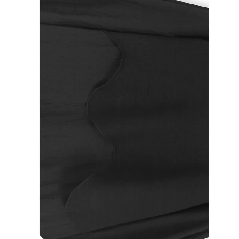 [فايب] فستان نسائي أسود كاذب بحاشية مكشكشة مقاس كبير فستان ميدي جديد برقبة دائرية وأكمام طويلة موضة المد ربيع الخريف 2025