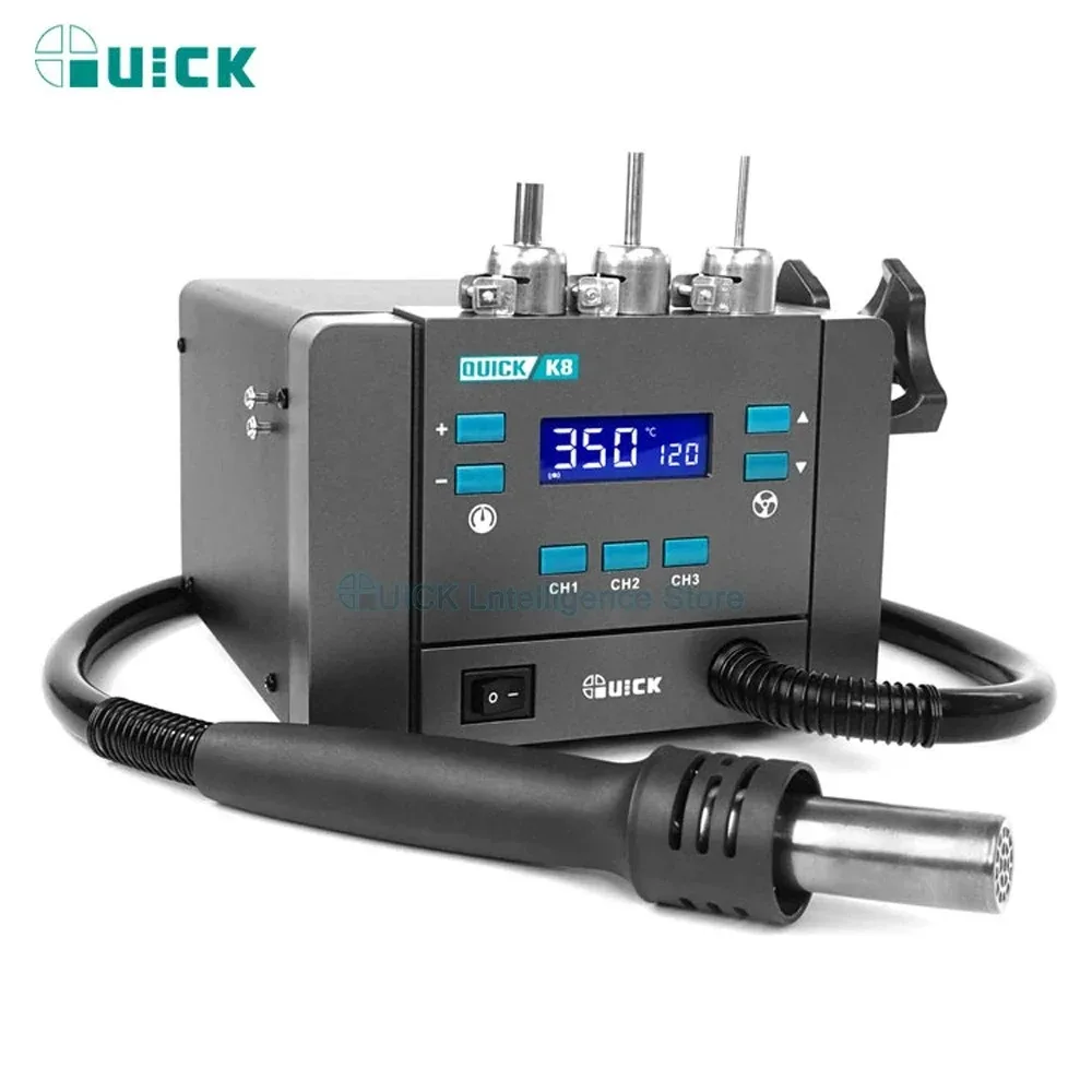 

Quick K8 1000W Lead-free Hot Air Desoldering Rework Station Phone Repair Digital Display Hot Air Gun Rework Soldering Station